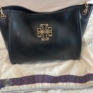 Tory Burch Women’s Britten Small Slouchy Tote in Pebbled Leather - Like new